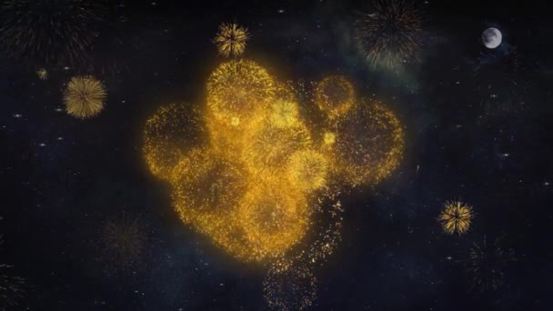 Felice anno nuovo 2020 I desideri di testo rivelano da particelle di fuoco d'artificio Biglietto di auguri . — Video Stock