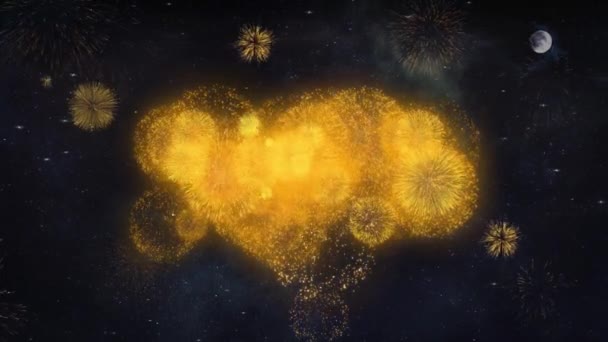 I Heart You Text Wishes Reveal From Firework Particles Tarjeta de felicitación . — Vídeo de stock