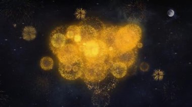 2021 Happy New Year Metin İstekler Havai Fişek Parçacıkları Tebrik kartı.