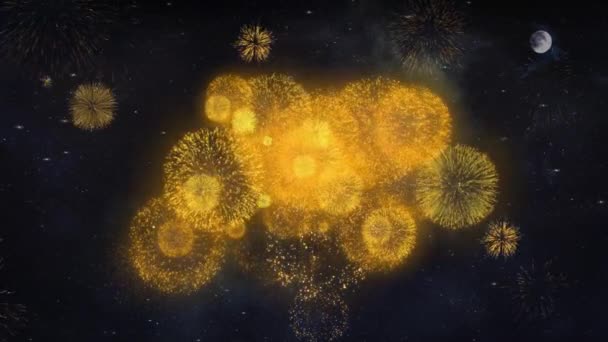 Happy Holidays tekst wensen onthullen van firework deeltjes wenskaart. — Stockvideo