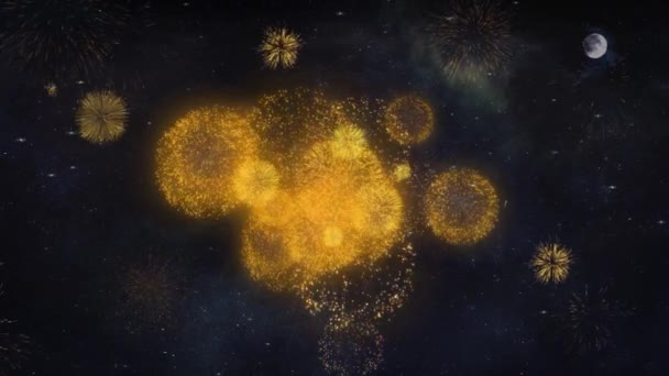 Good Night Text Wishes Reveal From Firework Particles Tarjeta de felicitación . — Vídeos de Stock