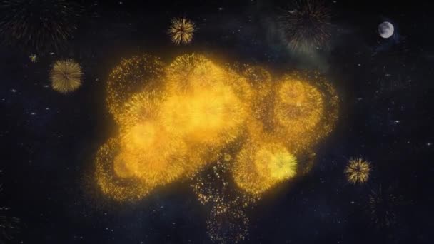 Love Text Wishes Rivela da particelle di fuoco d'artificio Biglietto di auguri . — Video Stock