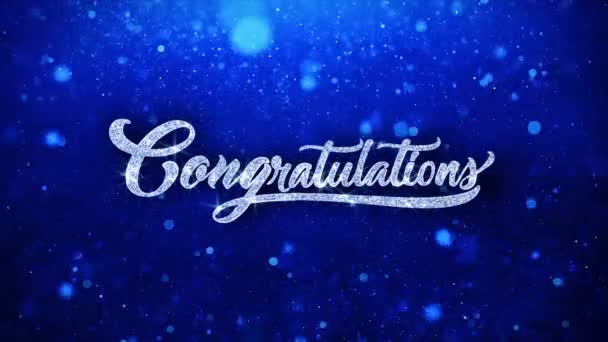 Congratulations Blue Blinking Text Wishes Particles Greetings, Invitation, Celebration Background — Stock Video