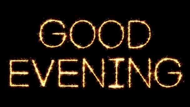 İyi Akşamlar Metin Sparkler Glitter Kıvılcımlar Firework Loop Animasyon — Stok video
