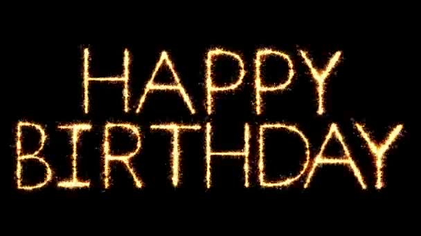 생일 축하 텍스트 스파클러 반짝이 불꽃 불꽃 루프 애니메이션 — 비디오