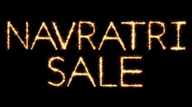 Navratri Satılık Metin Sparkler Glitter Kıvılcımlar Firework Loop Animasyon