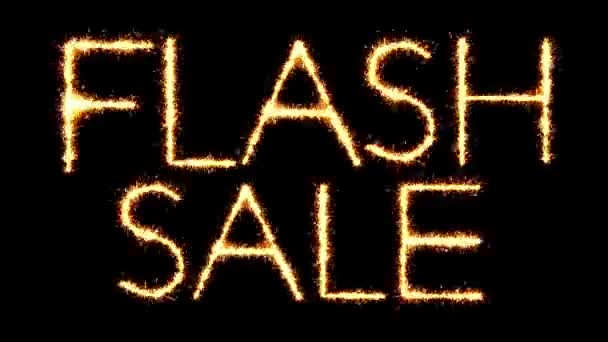 Flash Sale Текст Sparkler Glitter Sparks Firework Loop Анімація — стокове відео