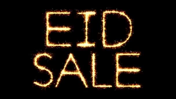 Eid Sale Text Sparkler Glitter Sparks Firework Loop Анімація — стокове відео