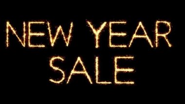 Yeni Yıl Satış Metin Sparkler Glitter Kıvılcımlar Firework Loop Animasyon