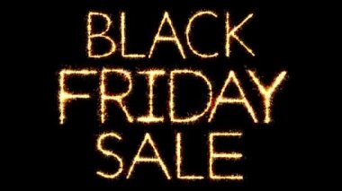 Black Friday Satış Metin Sparkler Glitter Kıvılcımlar Firework Loop Animasyon