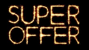 Süper Teklif Metin Sparkler Glitter Sparks Firework Loop Animasyon