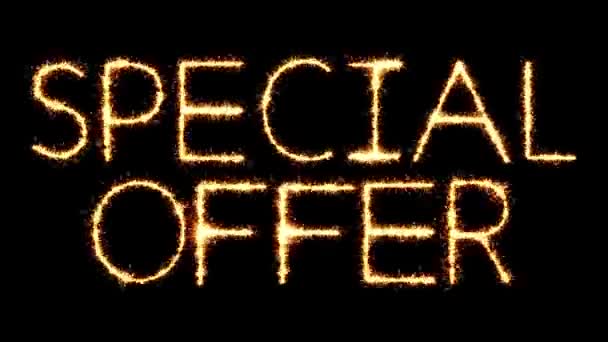 Special Offer Text Sparkler Glitter Sparks Firework Loop Animation — Stock Video