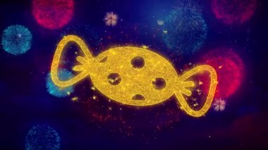 Renkli Havai Fişek Parçacıkları Üzerinde Candy Icon Sembolü.