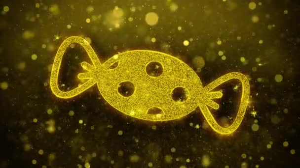 Icona di caramelle Particelle brillanti dorate glitter . — Video Stock