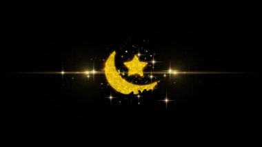 Glitter Altın Parçacıklar Havai Fişek Bayram İslami Simge.