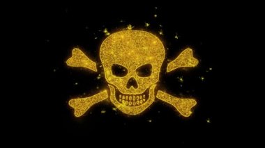 Kafatası ve Crossbones Simgesi Siyah Arka Plan Üzerinde Parçacıklar Kıvılcımlar.