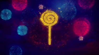 Renkli Havai Fişek Parçacıkları Lolipop Şeker Simge Sembolü.