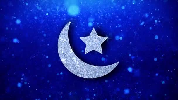 EID islamitische pictogram knippert glitter gloeiende glans deeltjes. — Stockvideo