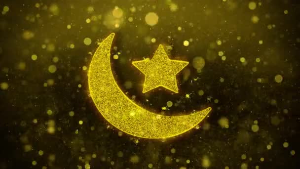 EID islamitische pictogram gouden glitter glans deeltjes. — Stockvideo