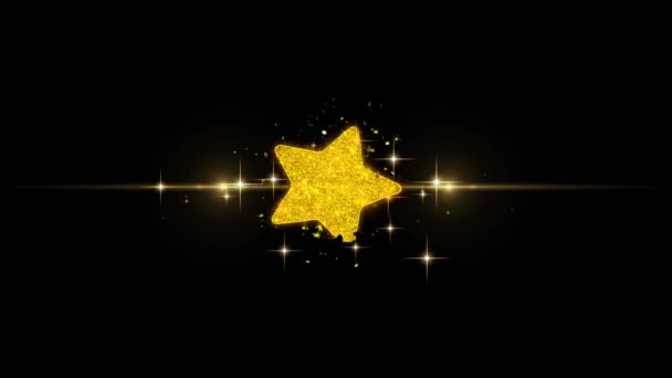 Star Icon on Glitter Golden Particles Firework. — Stock Video