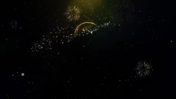 Ícone de pirulito Candie na exibição de fogos de artifício de partículas de ouro . — Vídeo de Stock