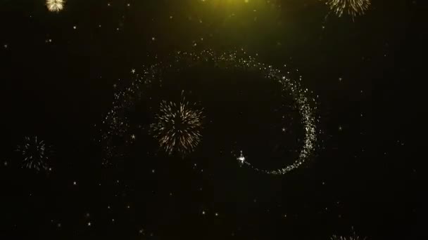 Icono de caramelo de piruleta en las partículas de explosión de exhibición de fuegos artificiales . — Vídeos de Stock