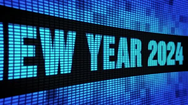 Feliz Año Nuevo 2024 Texto Lateral Desplazamiento led de pared Pannel Display Sign Board — Vídeos de Stock