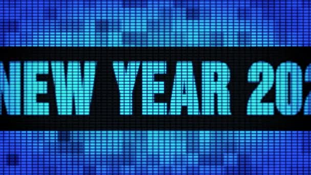 Feliz Ano Novo 2023 Frente Texto Rolagem Painel de Parede LED Display Sign Board — Vídeo de Stock