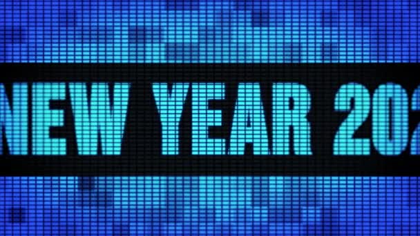 Feliz Ano Novo 2021 Frente Texto Rolagem Painel de Parede LED Display Sign Board — Vídeo de Stock