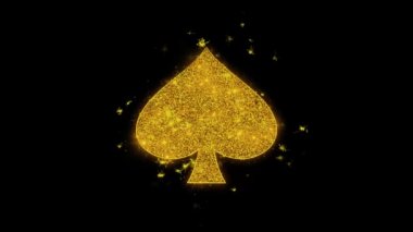 Oyun Kartı Takım Maça Simgesi Siyah Arka Plan Üzerinde Parçacıklar Kıvılcımlar.
