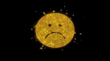 Mutsuz Yüz Sembolü Simgesi Siyah Arka Planda Parçacıklar Kıvılcım.
