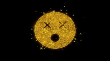 Mutsuz Yüz Sembolü Simgesi Siyah Arka Planda Parçacıklar Kıvılcım.