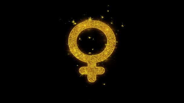 Мужской знак Гендерная икона искрит частицы на черном фоне . — стоковое видео
