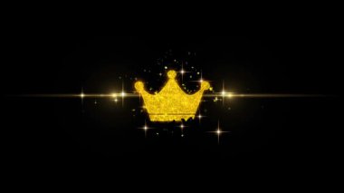 Glitter Altın Parçacıklar Havai Fişek Üzerinde Kraliçe Royalty Crown Simgesi.