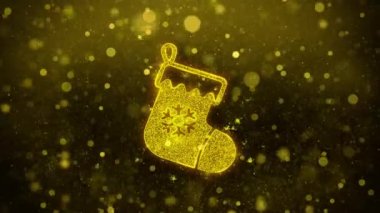 Noel Çorap Pictogram Çorap Simge Altın Glitter Shine Parçacıklar.