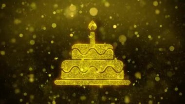Doğum Günü Pastası Simgesi Golden Glitter Shine Parçacıklar.