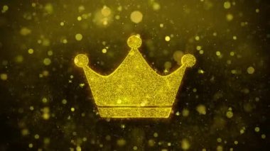 Kraliçe Royalty Crown Icon Altın Glitter Shine Parçacıklar.