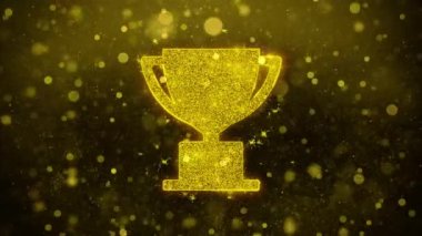 Trophy Win Kupası Simgesi Altın Glitter Shine Parçacıklar.