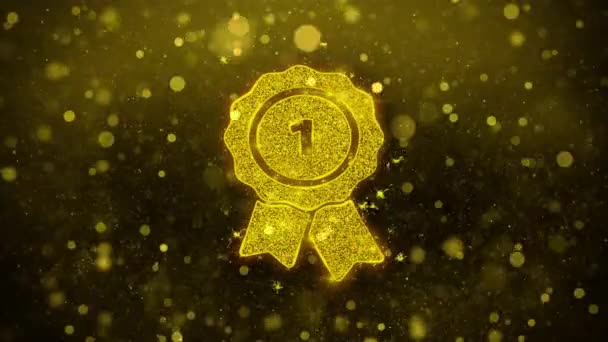 Ribbon Award Icona Golden Glitter Brillano Particelle . — Video Stock