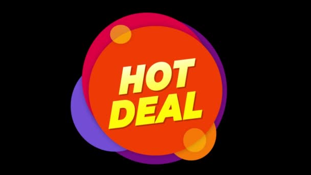 Hot Deal texto adesivo venda colorida Popup animação . — Vídeo de Stock