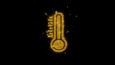 Termometre Tıp Para Cıva Icon Siyah Arka Plan Üzerinde Parçacıklar Kıvılcım.