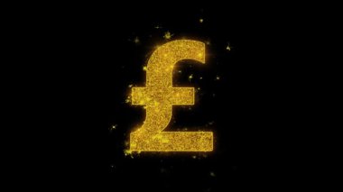 Pound Sterling Döviz Simgesi Siyah Arka Plan Üzerinde Parçacıklar Kıvılcımlar.