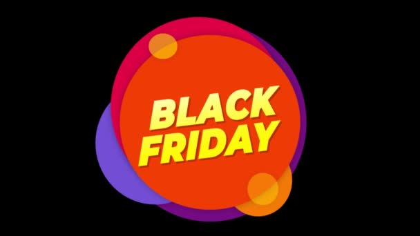 Black Friday Texto adesivo colorido venda Popup Animação . — Vídeo de Stock