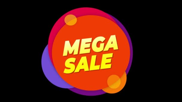 Mega Venta Texto Pegatina Venta colorida Popup Animación . — Vídeo de stock