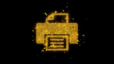 Yazıcı Baskı Bilgisayar Simgesi Siyah Arka Planda Parçacıklar Kıvılcım.