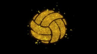 Voleybol Oyunu Oyun Topu Icon Siyah Arka Plan Üzerinde Parçacıklar Kıvılcımlar oyna.