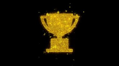 Trophy Win Kupası Simgesi Siyah Arka Plan Üzerinde Parçacıklar Kıvılcımlar.