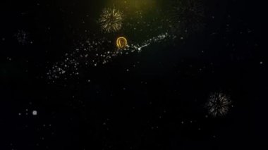 Altın Parçacıklar Havai Fişek Ekran Noel Çorap Pictogram Çorap Simgesi.