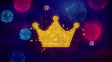 Renkli Havai Fişek Parçacıkları Üzerinde Queen Royalty Crown Simge Sembolü.