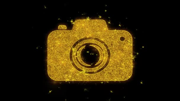 Fotografia fotografica Icona scintille particelle su sfondo nero . — Video Stock